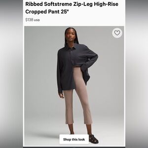 Lululemon Ribbed Softstreme Zip-Leg High-Rise Cropped Pant 25"